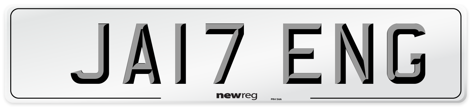 JA17 ENG Number Plate from New Reg